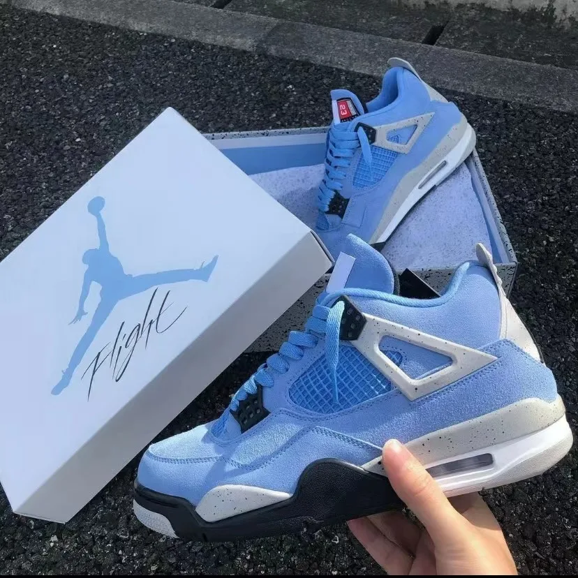 

New Fashion Designer Shoes Air Jordan 4 University Blue Basketball Running Aj 4 Men'S Casual Sneakers Jordan 4 Nike Shoes