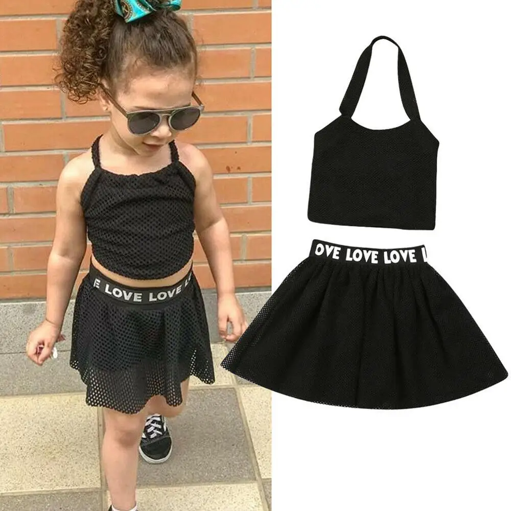 Ensemble De Vetements Pour Bebe Fille Pour 1 A 6 Ans 2 Pieces Haut En Maille Dos Nu Avec Jupe Lettres D Amour Nouvelle Collection Buy Enfants Fille Frock Concoit Licou Dos Nu Tops Avec Jupe En