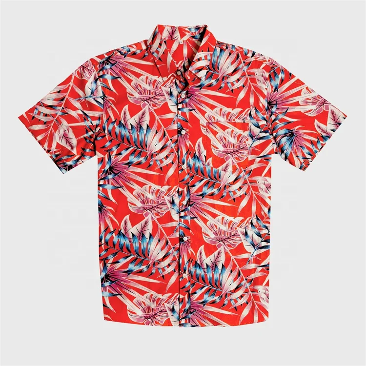 

Oem Custom High Quality Blue Cotton Hawaiian Shirt For Mens