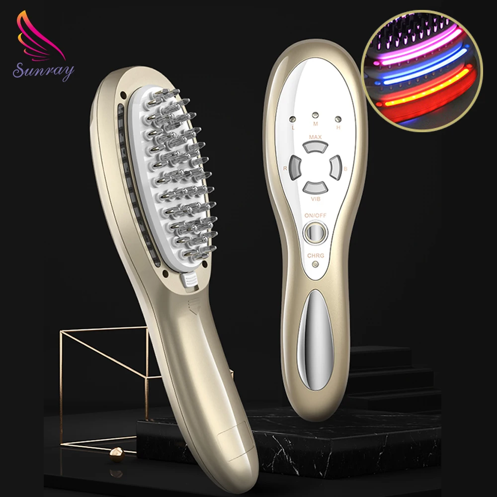 

Electric anti hair loss treatment light therapy growth vibration massage brush comb essential oil applicator scalp massager