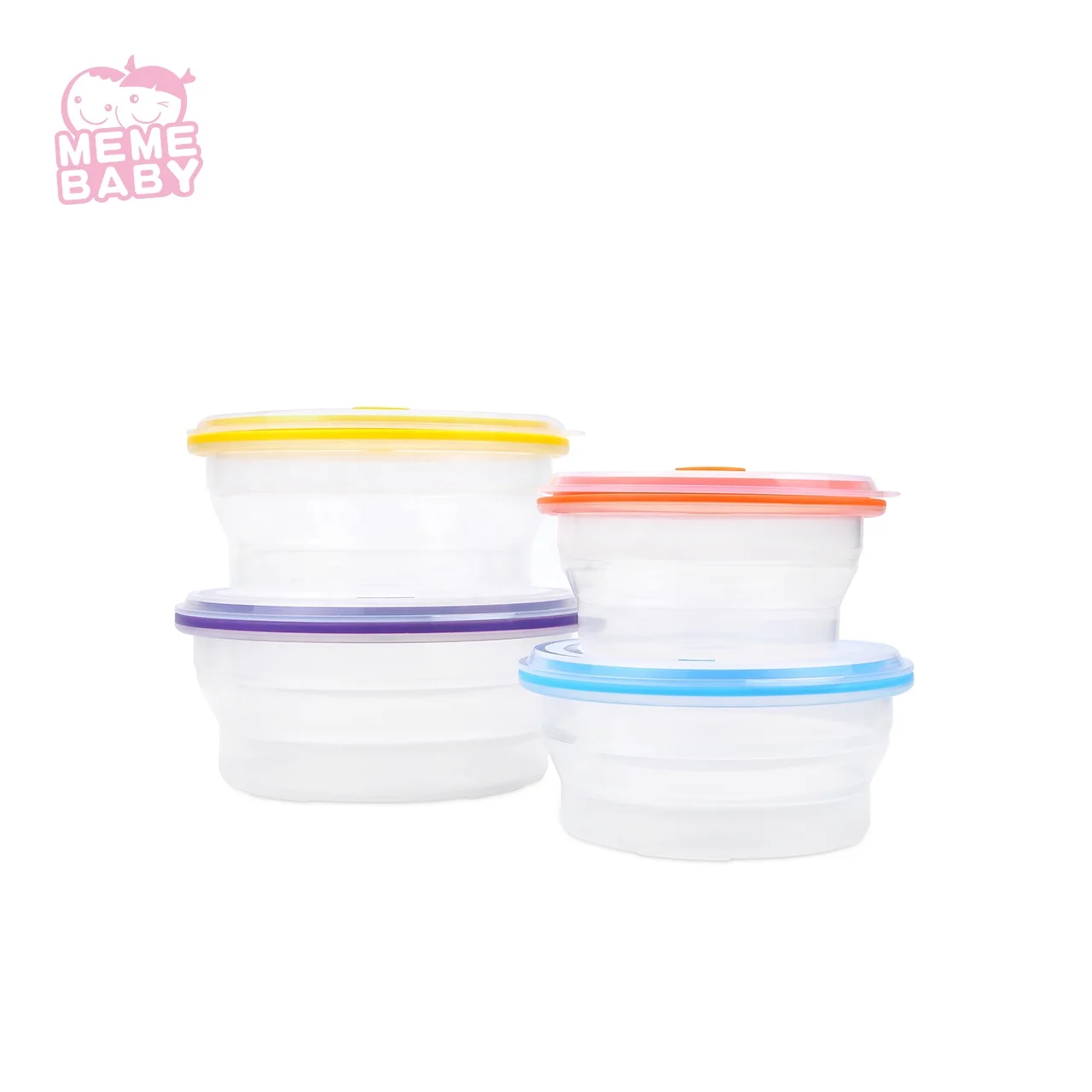 

BPA Free Custom Wholesale Carton Leak Proof Folding Food Storge Bento Round Plastic Container Lunch Boxes For Baby Children, Red, yellow, , blue, violet, customized