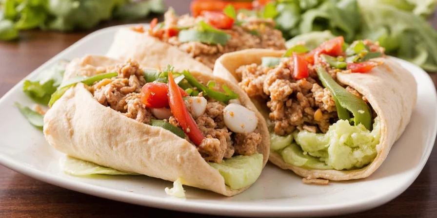 Step-by-step assembly of a Thai Chicken Wrap