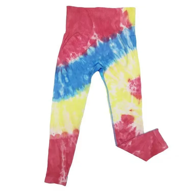 

High-quality seamless tie-dye yoga pants with customizable logo