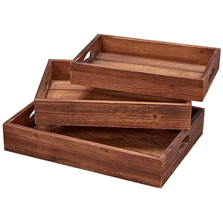 wooden serving trays stackable