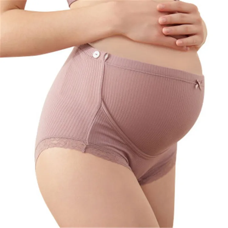 

Wholesale High Quality Cotton Maternity Panties High Waist Underpants Adjustable Lace Briefs Pregnant Underwear