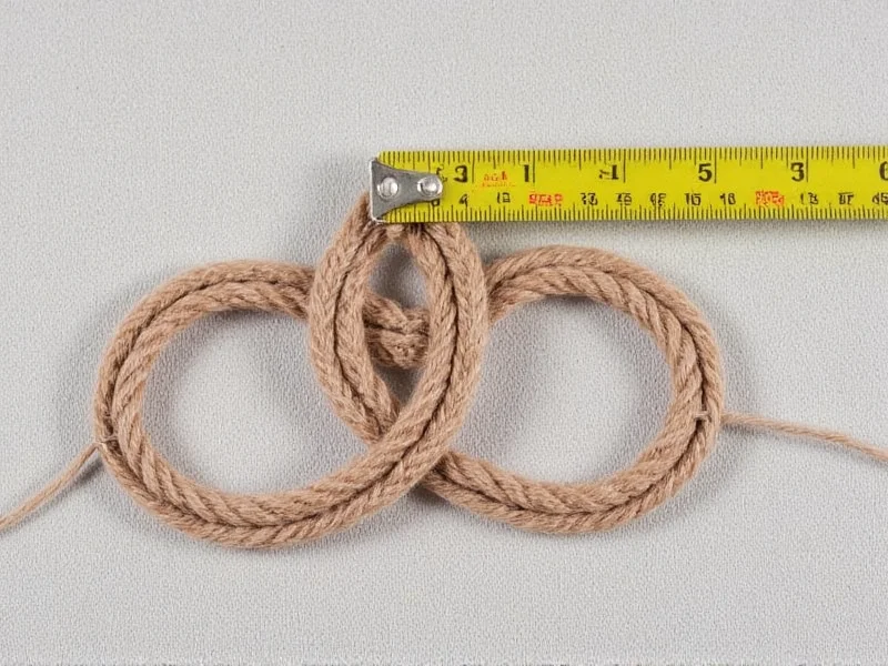 Close-up of spiral knot technique with measuring tape reference