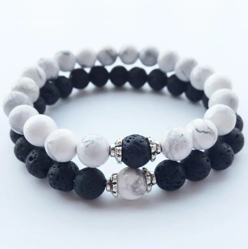 

Healing Reiki Gem Stone Matte Agate Stone Lava Stone Bracelet for couple, Black color