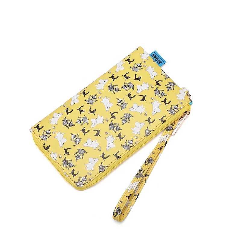 

Famous Cute Moomin Brand Printing PU leather Recycled Soft Mobile phone Wallet