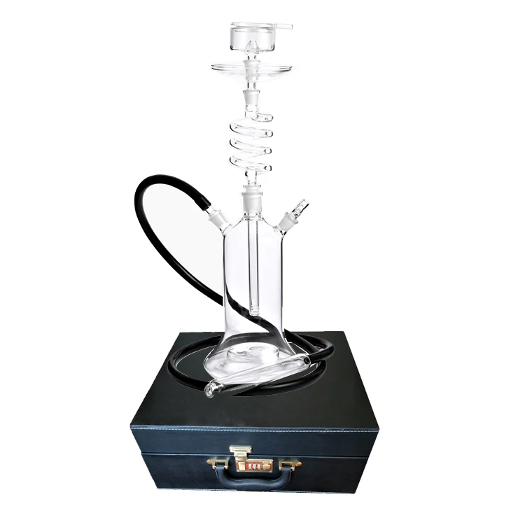 

led spiral glass hookah led shisha new hookah in china with travel leather bag twirl coil shisha