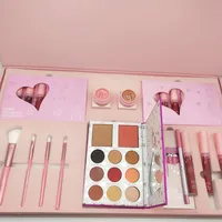 

KL pink makeup set eyeshadow palette + lip gloss + makeup brush cosmetic box makeup kit