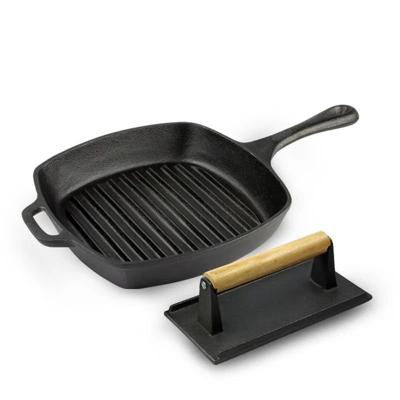 Cast Iron Skillet Home Kitchen Outdoor BBQ Saucepan Egg Pancake Cooking Frying Pan Non Stick Skillet