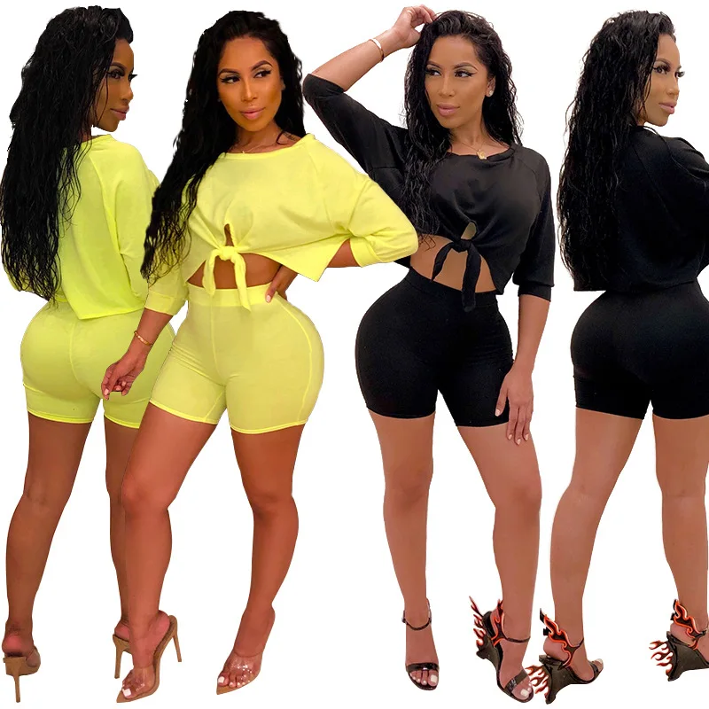 

F21201A new design European and American women's fashion casual sports suit two-piece set, Yellow, black, gray, pink ,green ,orange