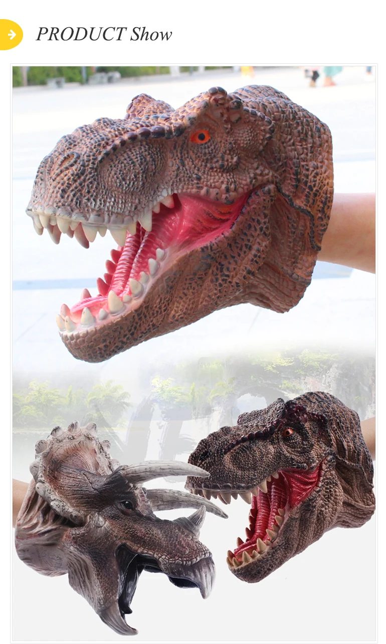 Play Cartoon Toys Rubber Animal Head Dinosaur Hand Puppet - Buy ...