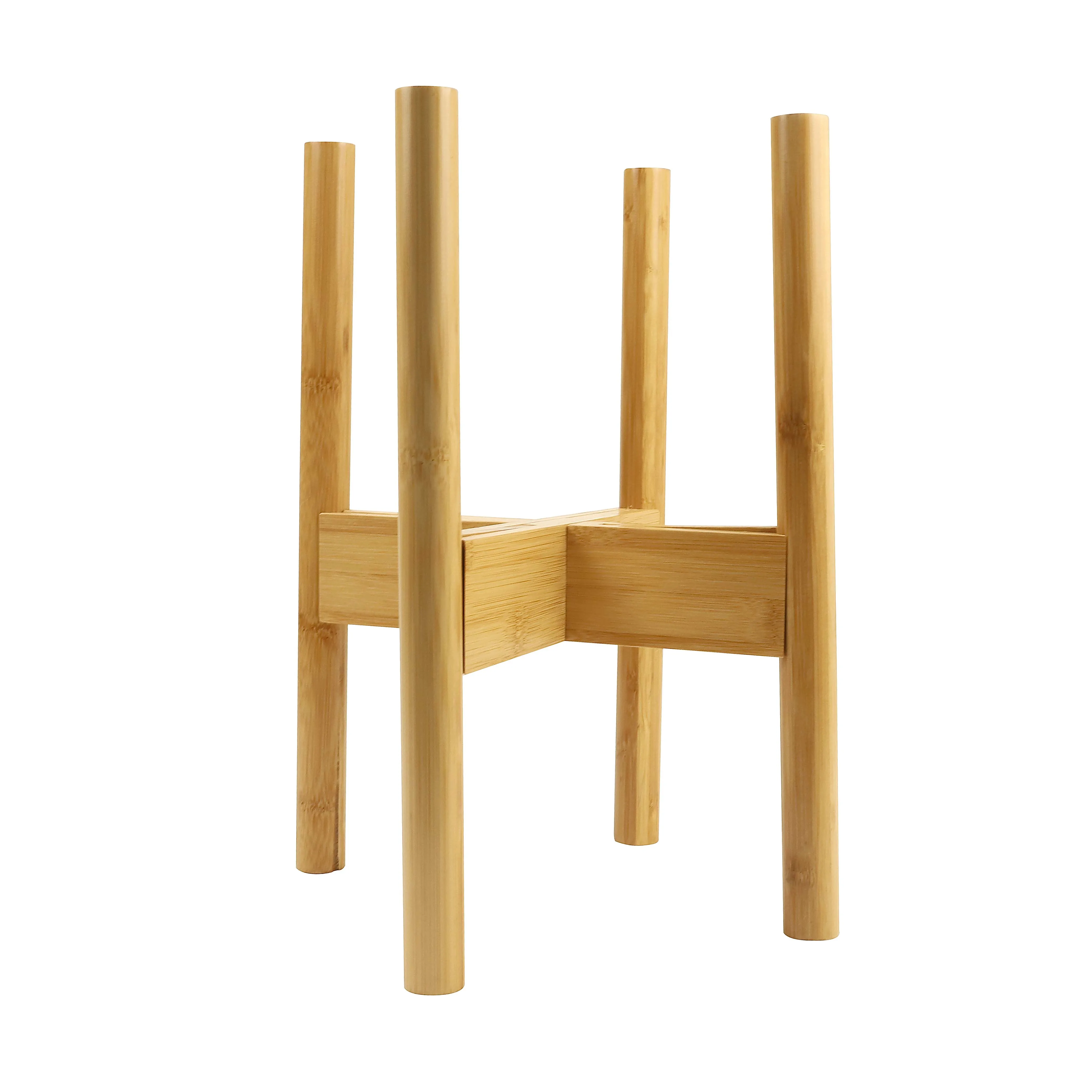 

Natural bamboo and wooden adjustable plant stand flower rack