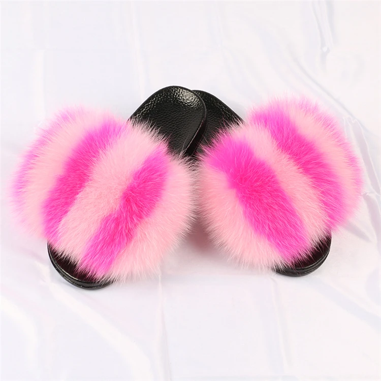 

Favorable Price logo fur slides slippers fur big fur slide, Customized color