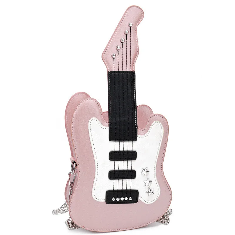 

B-0130 Factory Wholesale New Style Creative Personal Pu Ladies Shoulder Bag Hot Sale Guitar Shape Portable Small Cute Handbags, Multi color