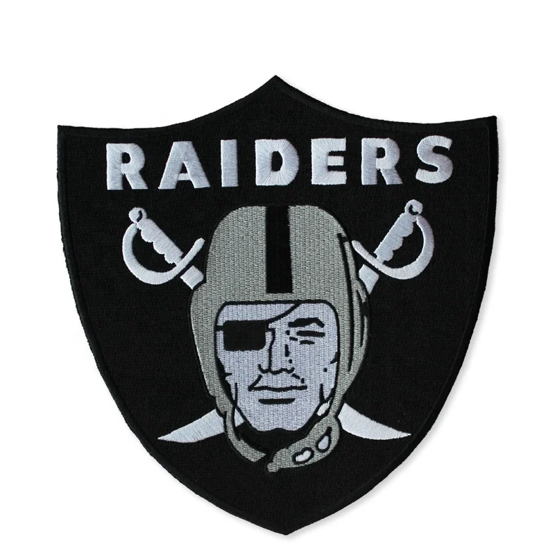 
machinery embroidery for cap Custom 3D embroidered logo for NFL embroidered sports patches raiders patch made in China 