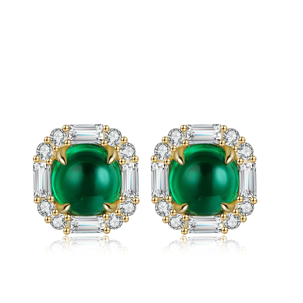 

Lab Grown Zambia Emerald 925 Sterling Silver Gemstone Earring, Green