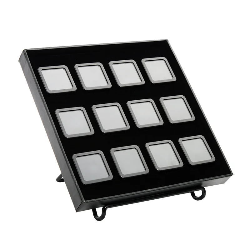 

Square metal diamond gemstone jewelry packaging display box bare drill box with tray