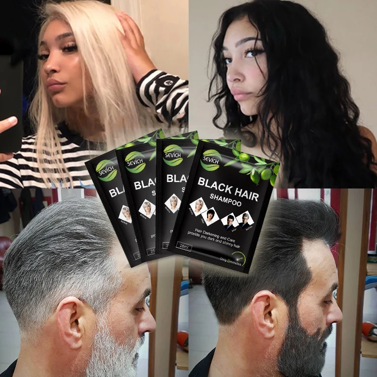 

Easy Coverage Non Allergic Permanent Anti Grey Color Dark Brown White To Black Hair Dye Shampoo