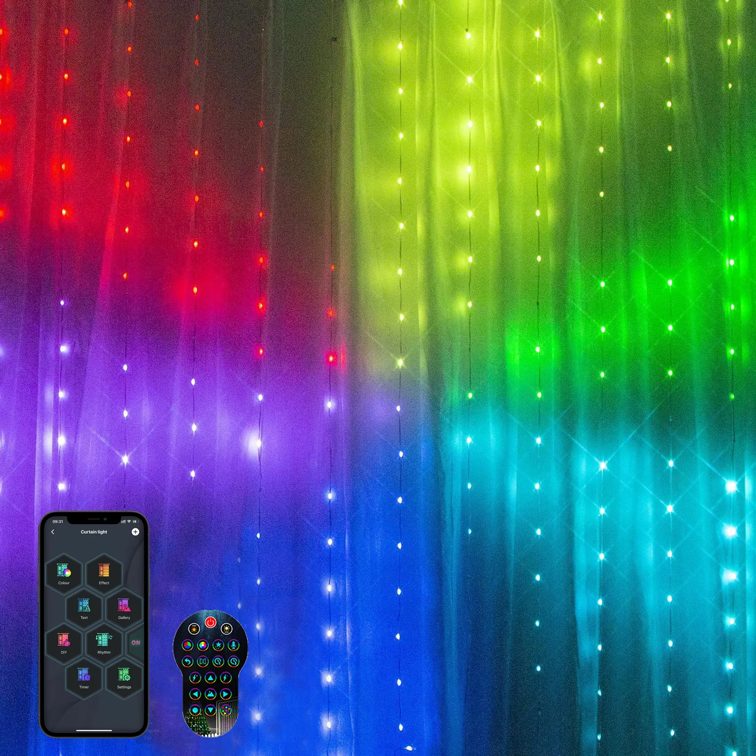 

AC110V 220V Dream Color Led Smart Curtain Lights With Blue-tooth APP Control