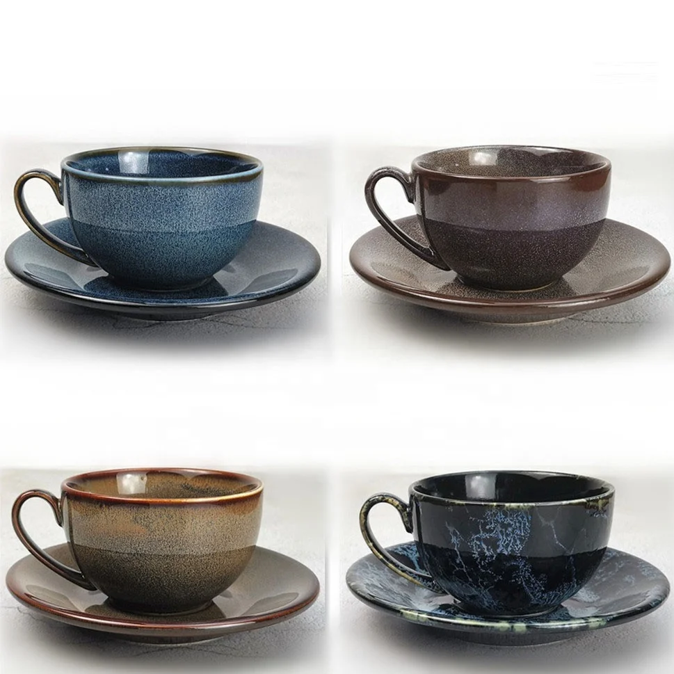 

European Style Coffee Latte Cup And Saucer Set Porcelain With 250ml Small Luxury Jacquard Coffee, Many colors