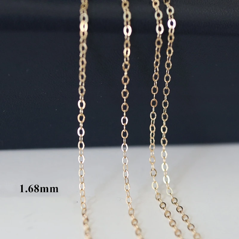 Hot Sale 1.68MM Flat Cable Chain for Women Jewelry Making 14K Gold Filled Chain