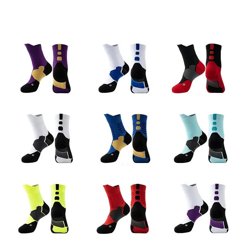 

Wholesale Professional Outdoor Basketball Quarter Socks Mens Heavyweight Athletic Workout Terry Socks, 9 colors