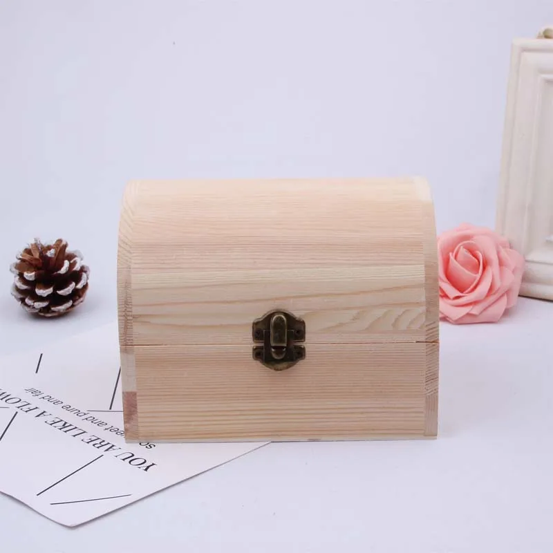 

Eco-friendly Portable Mini Jewelry Organizer Container Wooden Box With Cover, Log color