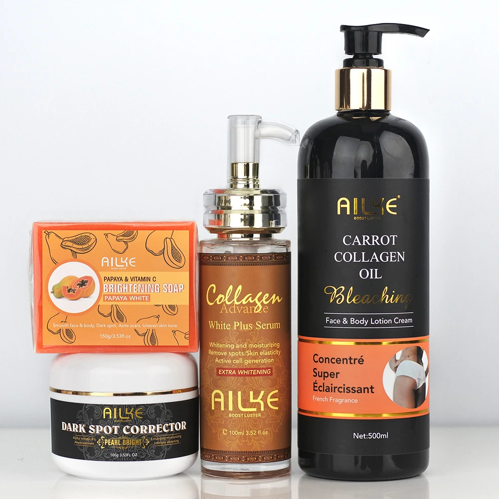

AILKE Body Care set Collagen Serum Whitening Dark Spot corrector Cream Papaya vitamin c Soap Bleaching Body Lotion