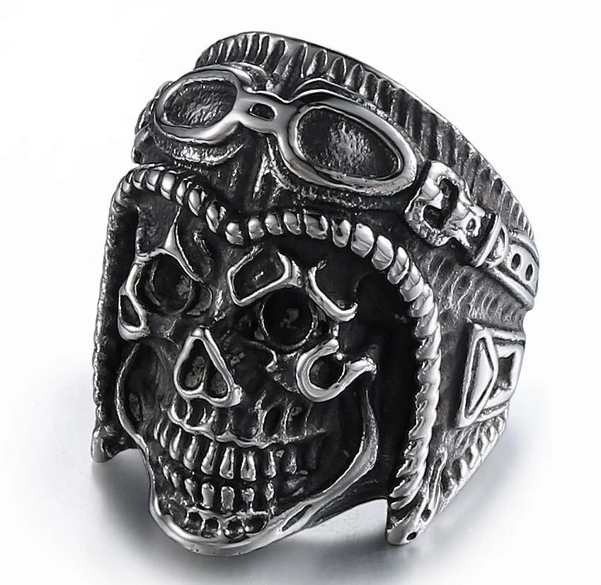 

High Quality Fashion Street Simple Europe And America Jewelry Ring 316L Stainless Steel Vintage Punk Skull Rings, Black