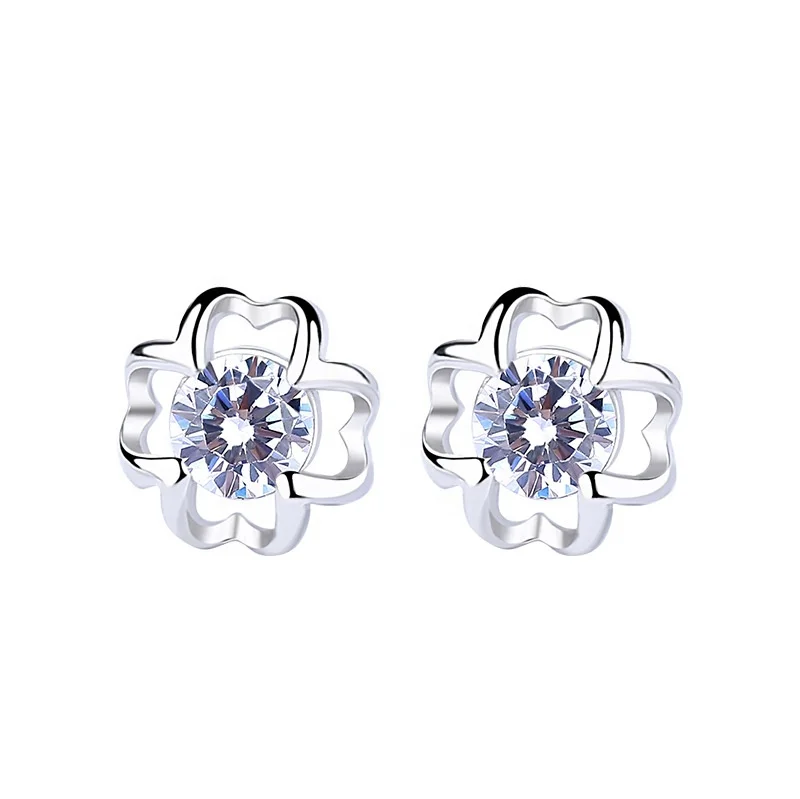 

Size DIY Gem Stone Jewelry Flower 925 Sterling Silver Women Earring, White