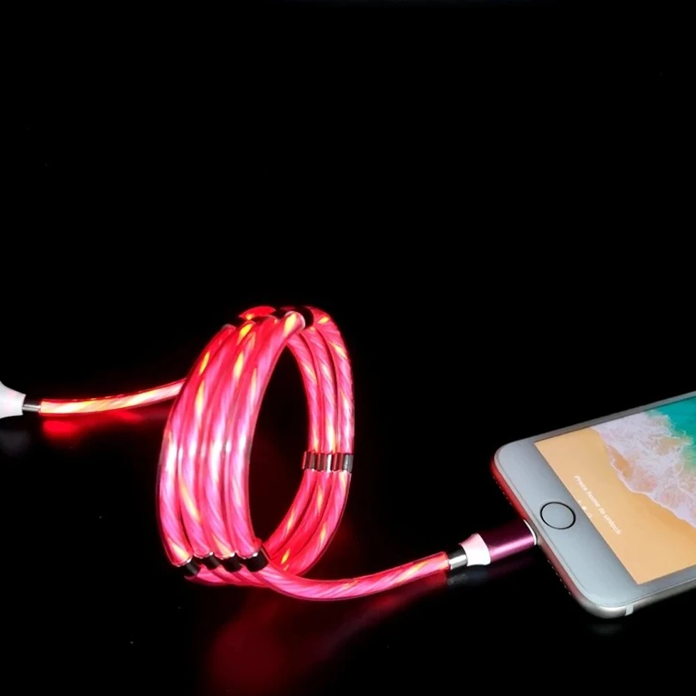 

LED Glow Flowing Fast Charging Data Cable Magnetic Cable Charger for iPhone, Customized color