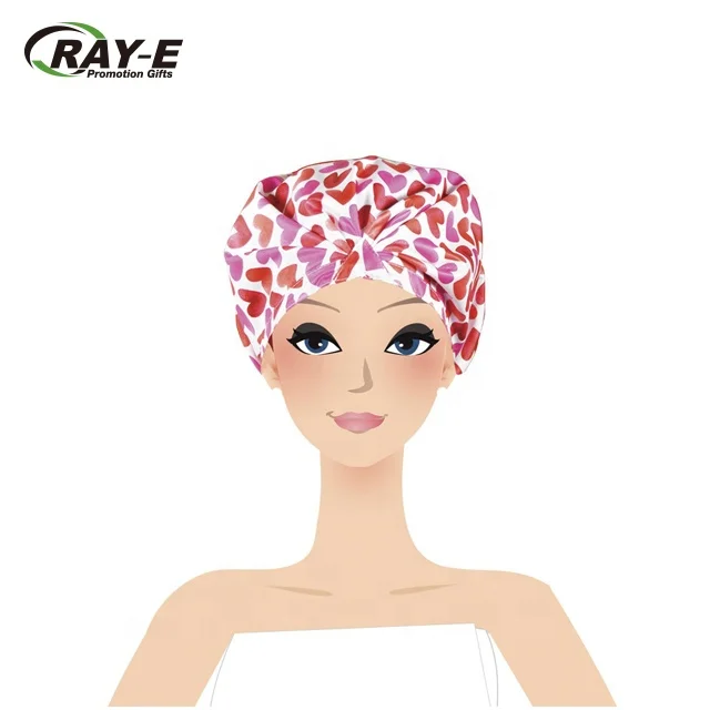 
2019 Reusable Luxury Quick-drying Polyester Waterproof Soft Shower Cap Double Layer Nylon Shower Cap for women 
