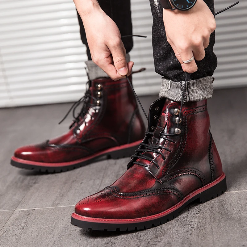 

1537-2 plus size shoes men's leather chelsea boots