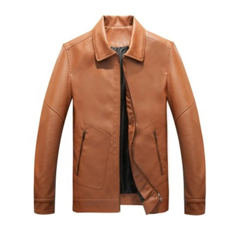 

Leather Business Turn-down Collar Men's Jackets, Black/brown/coffee