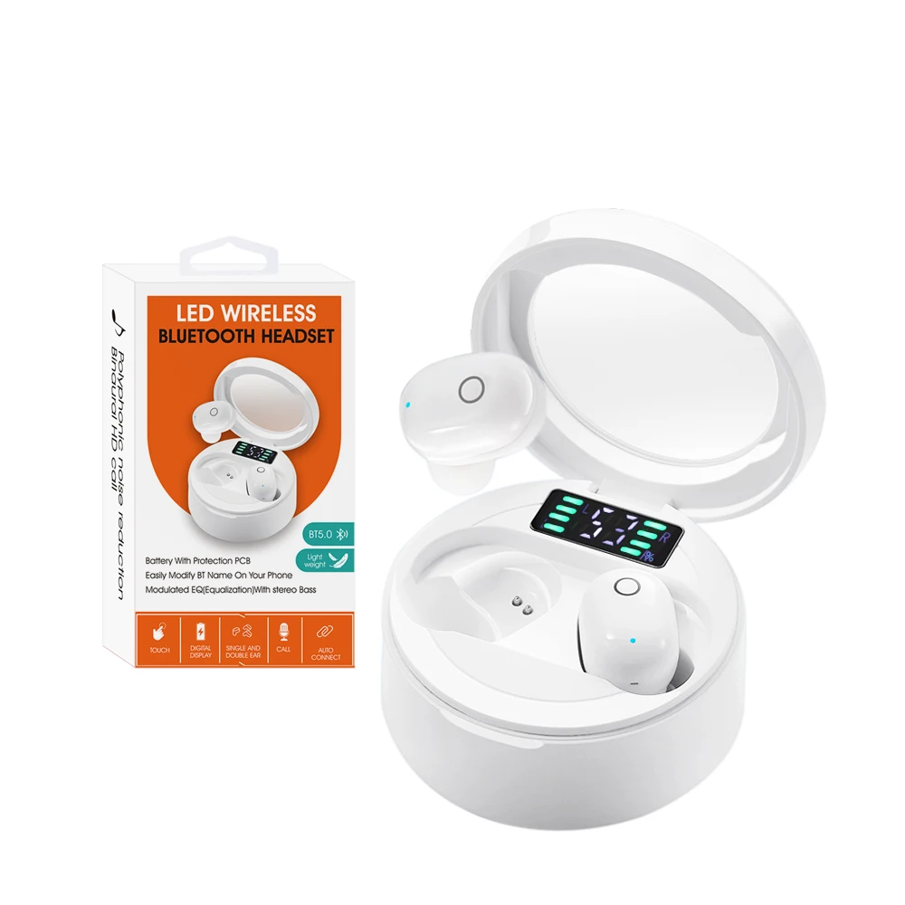 

TWS Earbuds Active Noise Cancellation BT 5.0 Wireless Headphone Mini TWS Earphone with Charging Box, Black/white