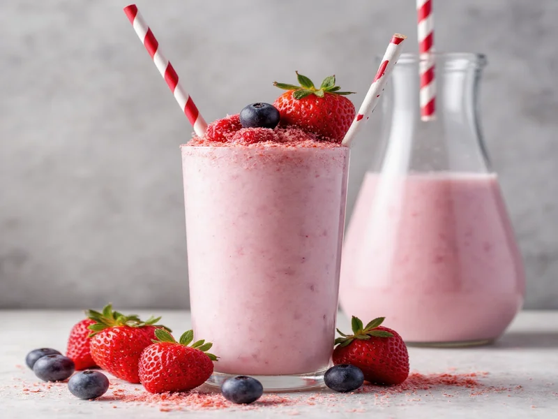 Dairy-free milkshake made with coconut milk and fresh berries