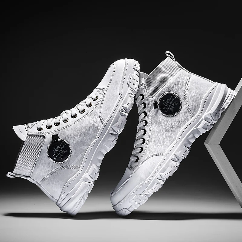 

High Quality High Quality Mens Boots handmade casual man shoes New casual work boots, White/khaki/grey