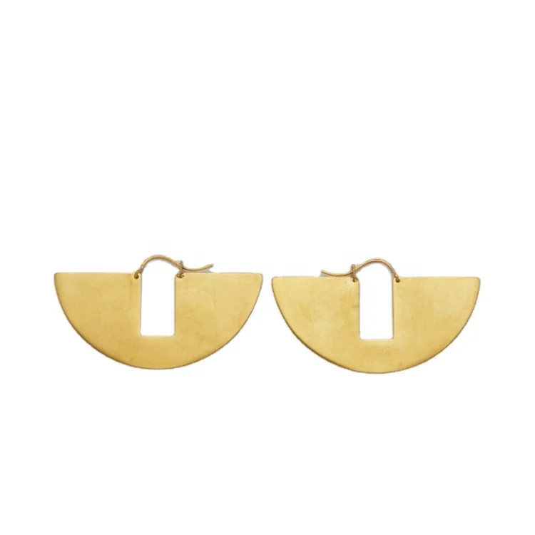 

High Quality 18K Gold Plating Stainless Steel Sector Earrings E5422