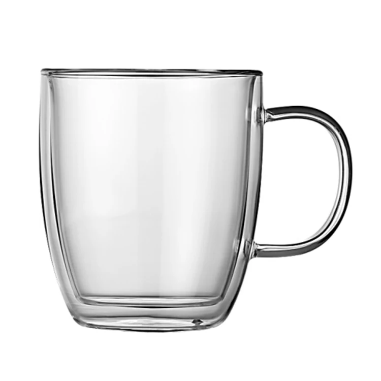 

17oz Double Wall Insulated Glass Mug Large Clear Coffee Mug