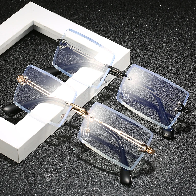 

Frameless Square Clear Lens Anti Blue Light Glasses, 5 color
