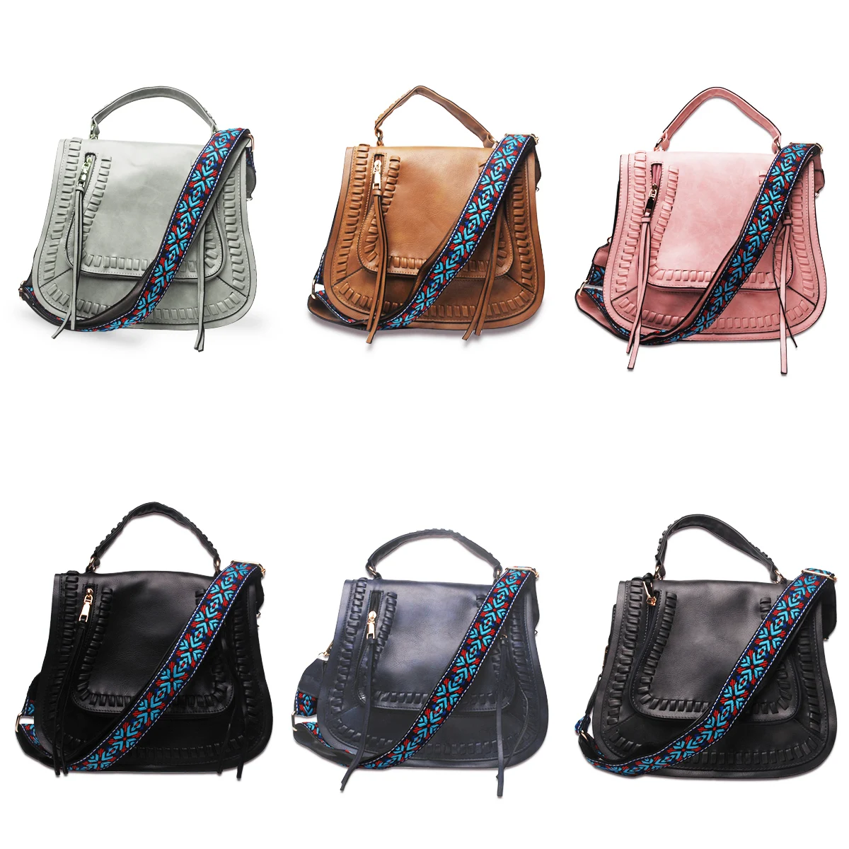 

Wholesale Monogram Guitar Strap Faux Leather Solid Blank Shoulder Bag For Women DMA7582, 6 colors