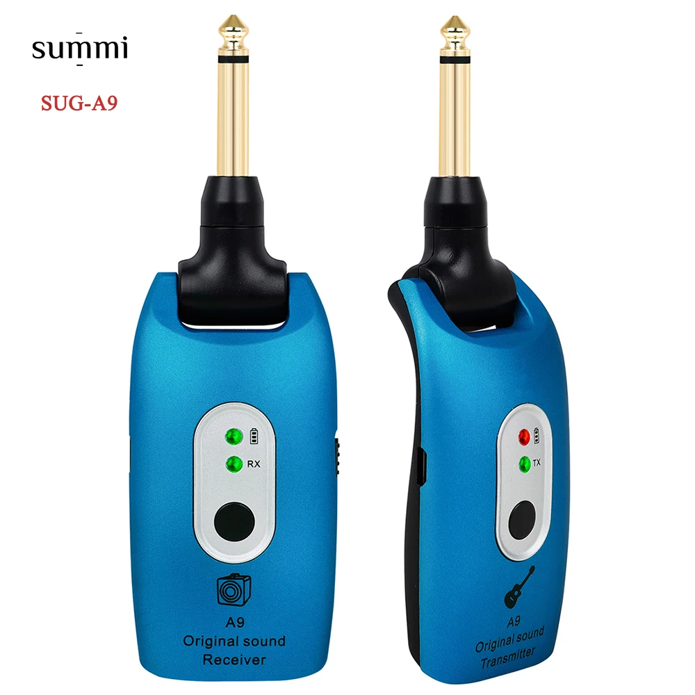 

SUG-A9 High Quality UHF Wireless Guitar Transmitter Receiver Musical Instrument Accessories Wireless Guitar System, Black/blue