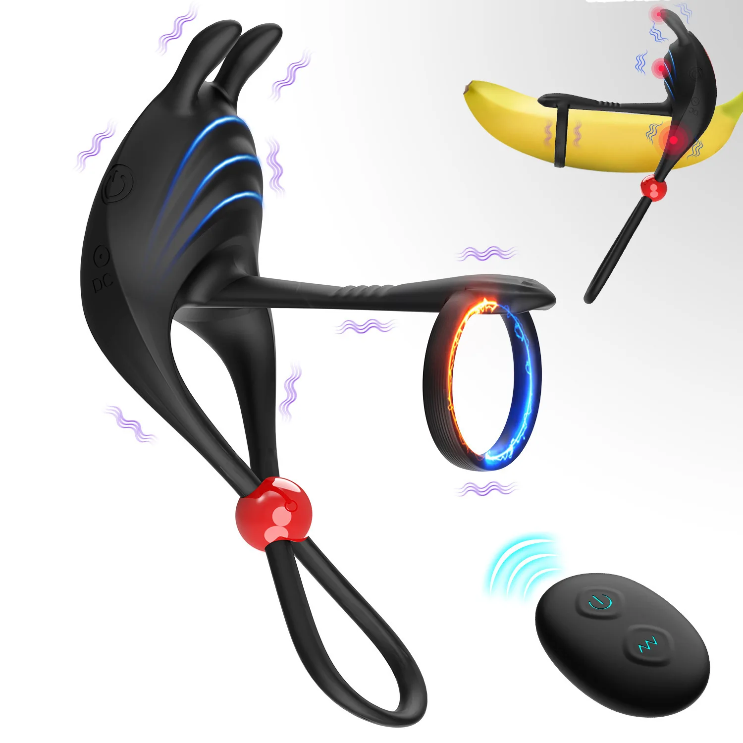 Adult Sex Toys 7 Frequency Vibration G spot Clitoral Stimulator Massager Vibrator Male Penis Cock Ring