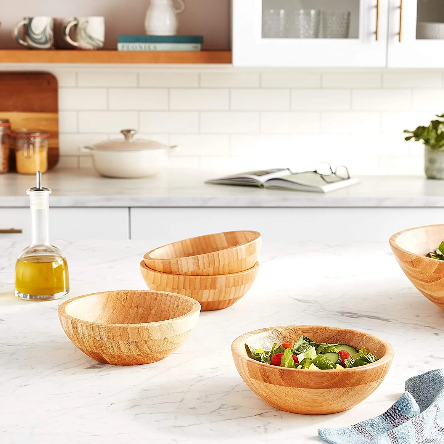 

Return to Nature Bamboo Wood Salad Bowls Mixing Bowl Bamboo Serving Bowl Small, 7" Diameter x 2.25" Height, Nature color