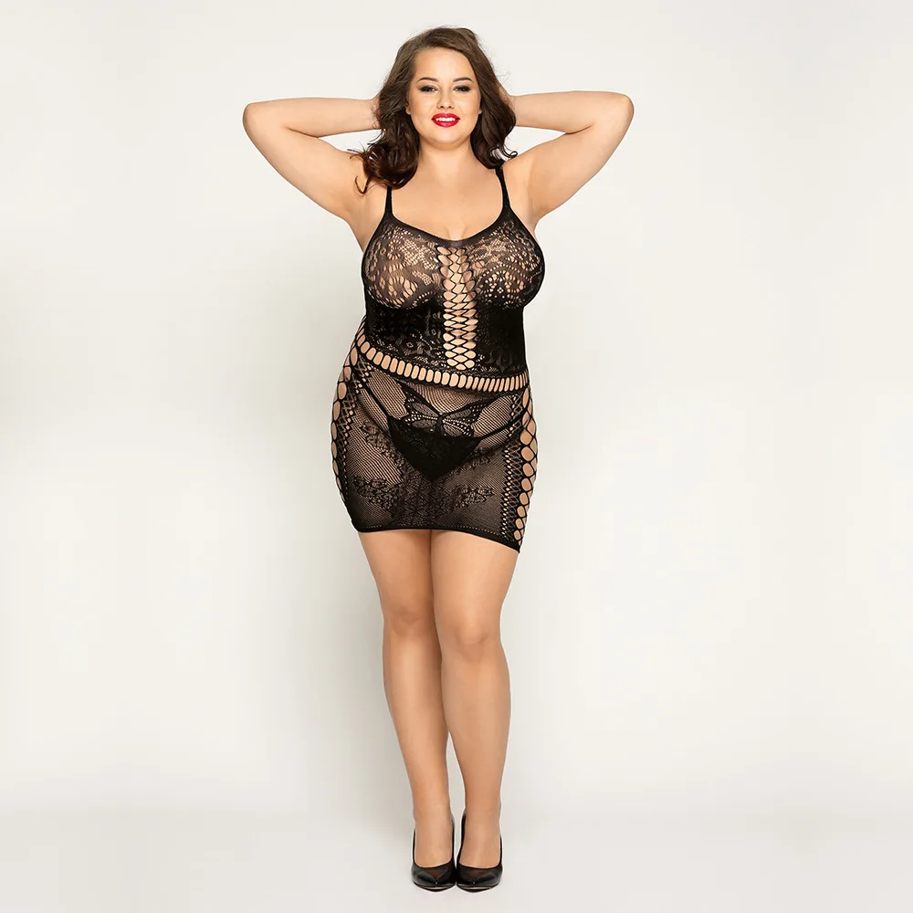 

2021 new arrivals European and American plus size XL fat MM sexy net clothes sex sexy lingerie one-piece net clothes, Shown