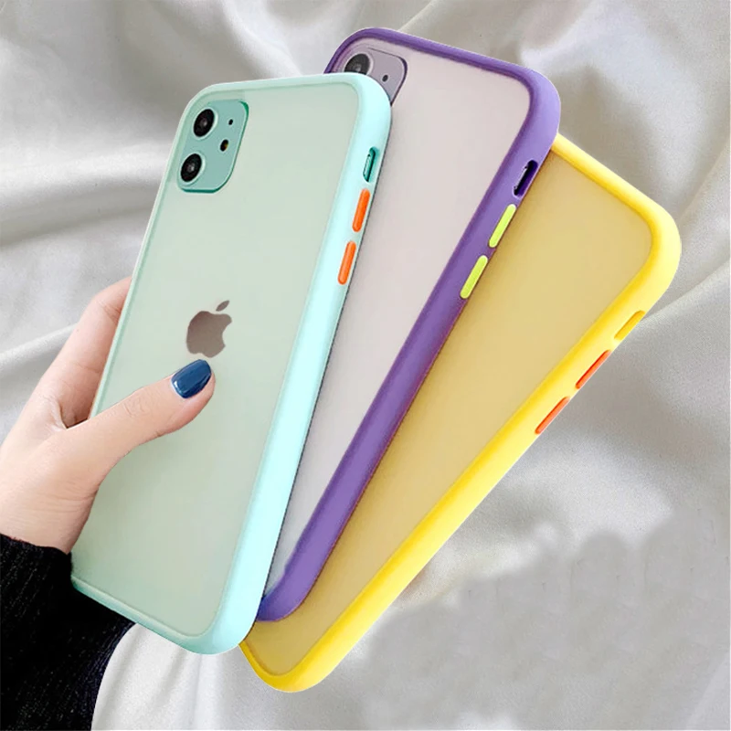 

Mint Simple Matte Bumper Phone Case for iphone 11 Pro XR X XS Max 12 6S 6 8 7 Plus Shockproof Soft TPU Silicone Clear Case Cover
