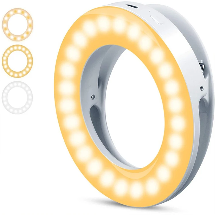 

New model bright adjustment Mobile phone Live fill light LED selfie Circular Clip beauty ring light phone case