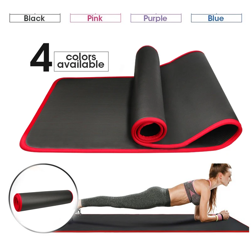 

10MM Extra Thick 183cmX61cm Yoga NRB Non-slip Exercise mat For Fitness Tasteless Pilates Workout Gym Mats with Bandages